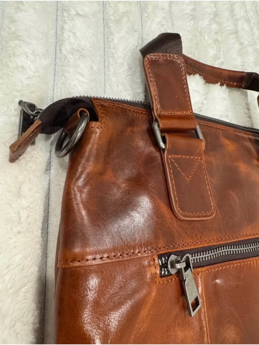 Brown Leather Messenger Bag for Men
